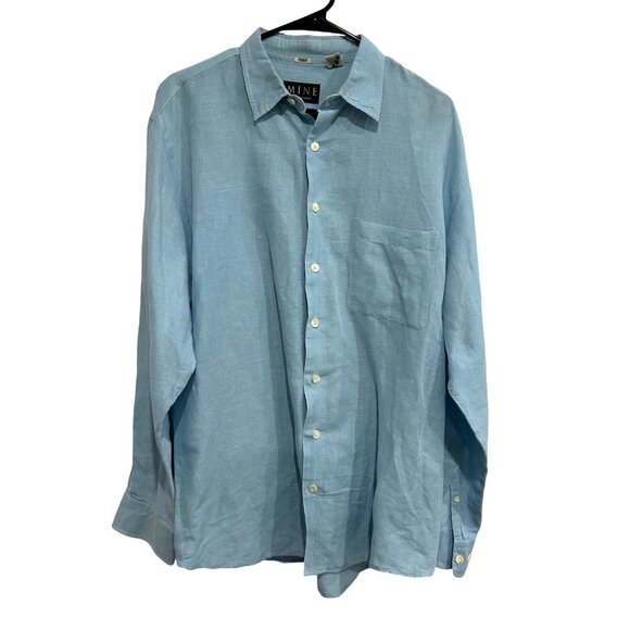 Mine Classic Fit Light Blue Linen Button-Up Shirt - Picture 1 of 10